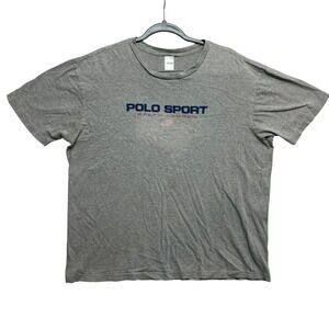Polo Sport T-Shirt Mens L Grey Ralph Lauren Logo Graphic Short Sleeve Tee